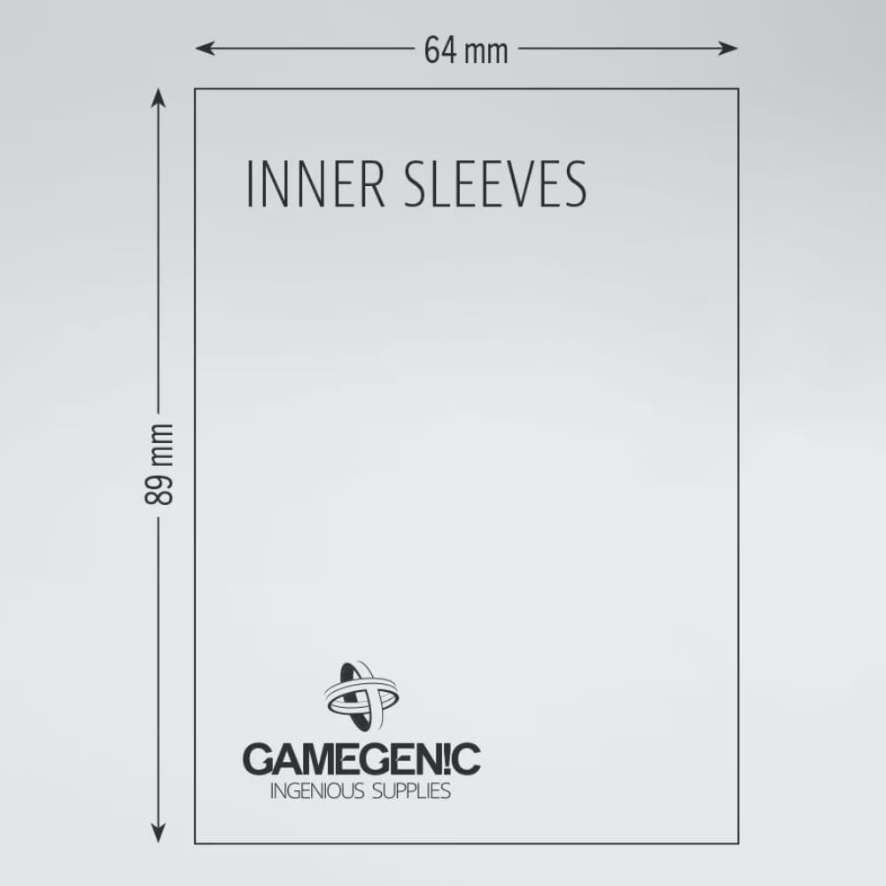 Gamegenic Inner Sleeves (100) – sleeve dimensions, 64 × 89 mm