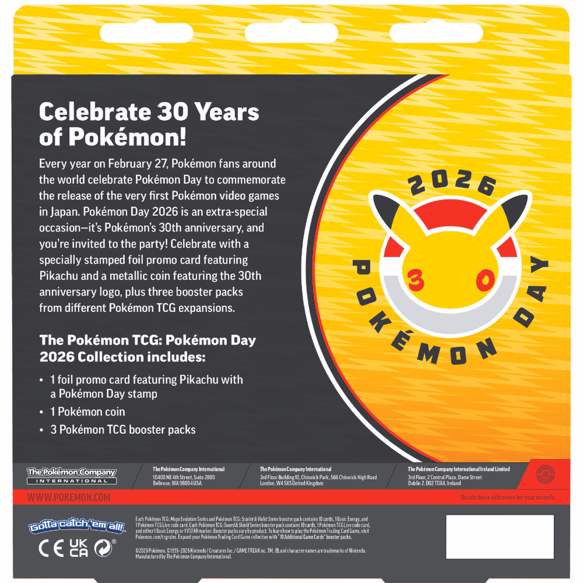 Pokémon TCG Pokémon Day 2026 Collection – back of the pack