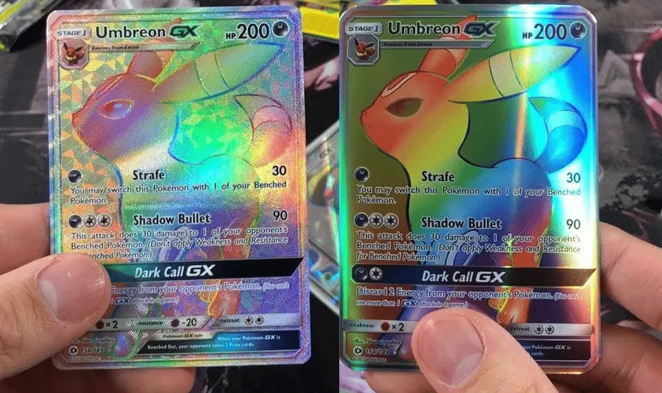 Vertical rainbow shine on fake cards