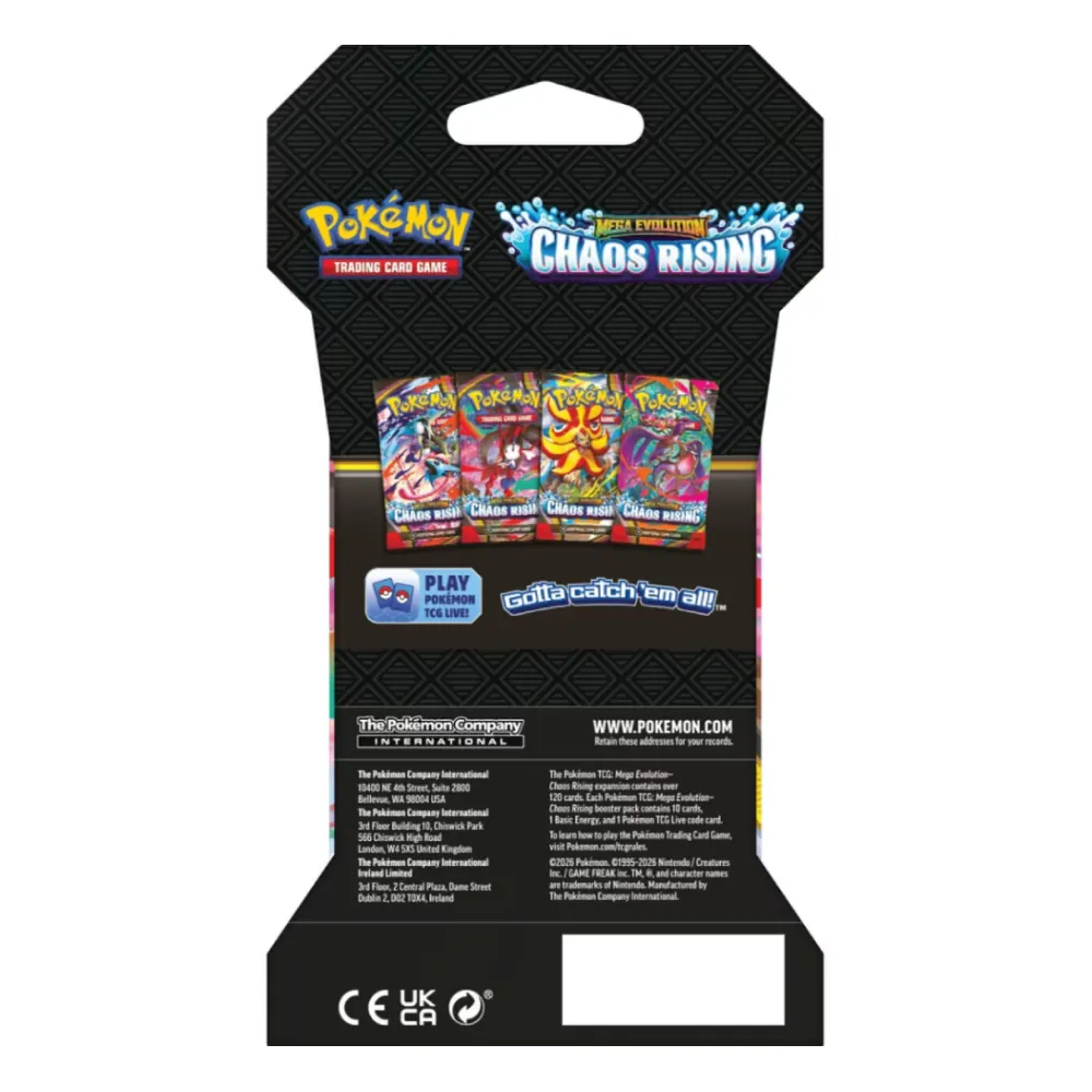 Pokémon TCG Chaos Rising Sleeved Booster – back of the sleeved booster