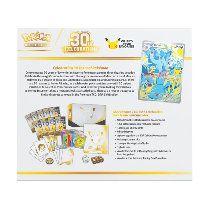 Pokémon TCG 30th Celebration Elite Trainer Box – back of the box