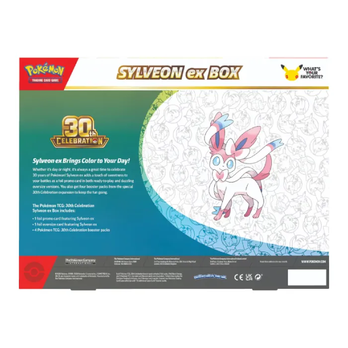 Pokémon TCG 30th Celebration ex Box (Sylveon ex) – back of the box