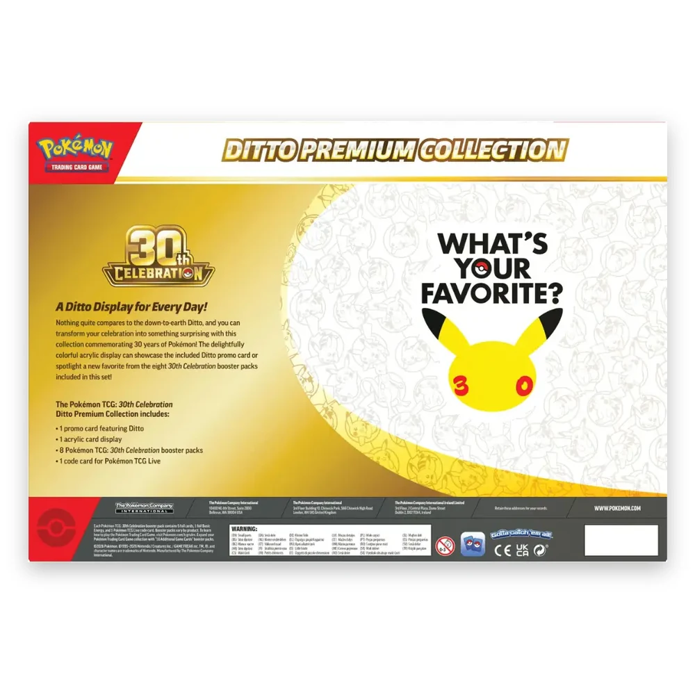 Pokémon TCG 30th Celebration Ditto Premium Collection – back of the box