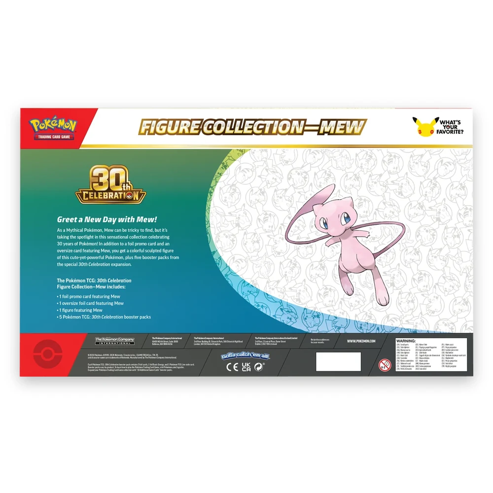 Pokémon TCG 30th Celebration Figure Collection – Mew version, back of the box
