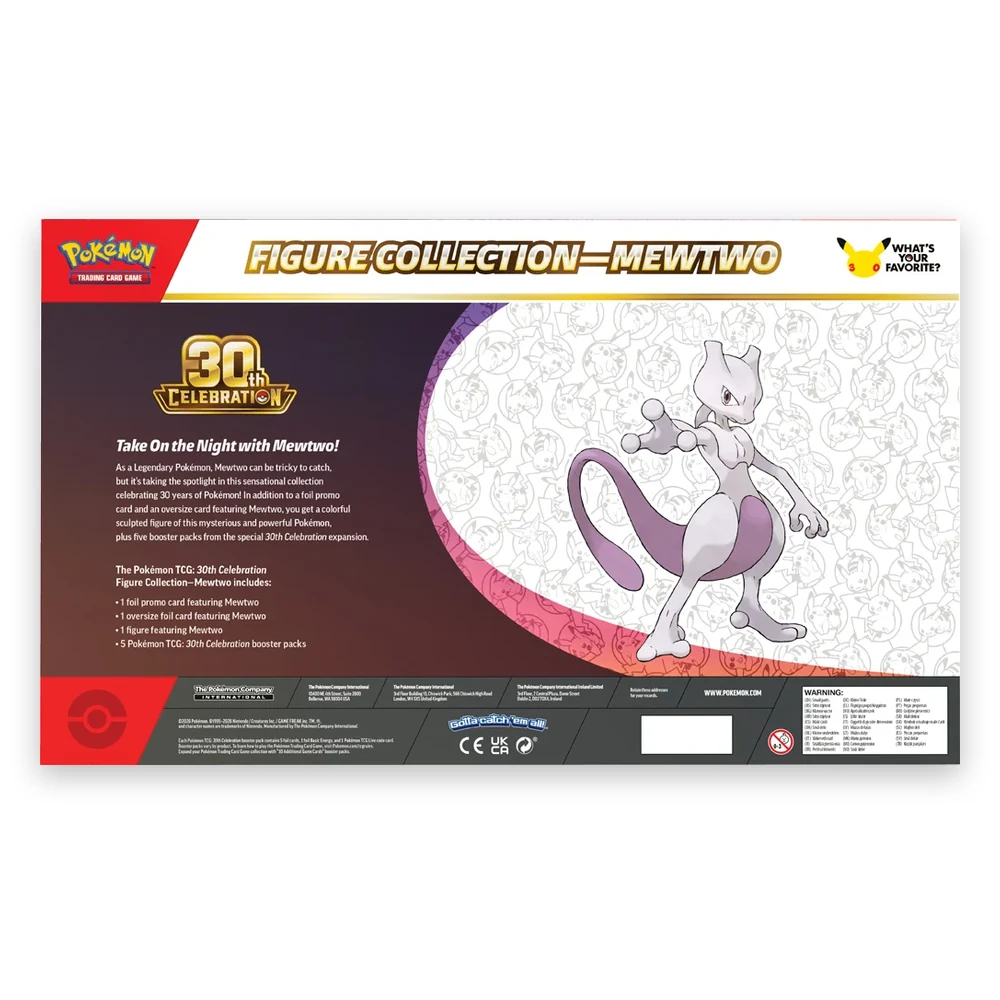 Pokémon TCG 30th Celebration Figure Collection – Mewtwo version, back of the box